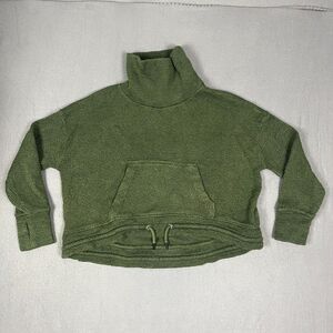 Sweaty Betty Sweater Women L Green Waffle Knit Relaxed Fit Athleisure Loungewear